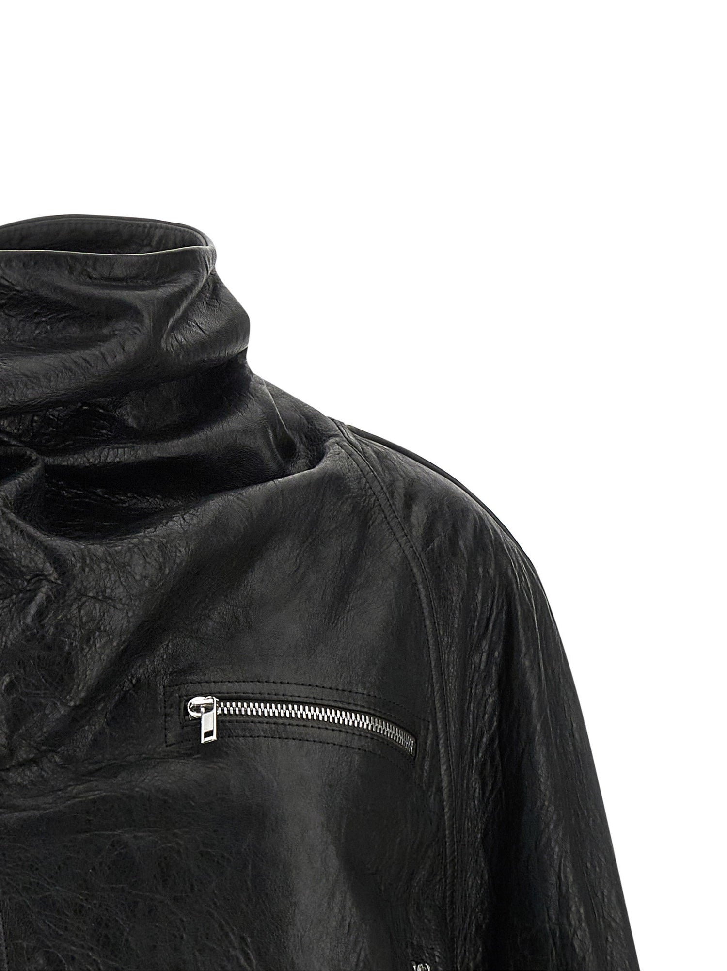 Rick Owens Cropped Scarf Flight Jacket Black