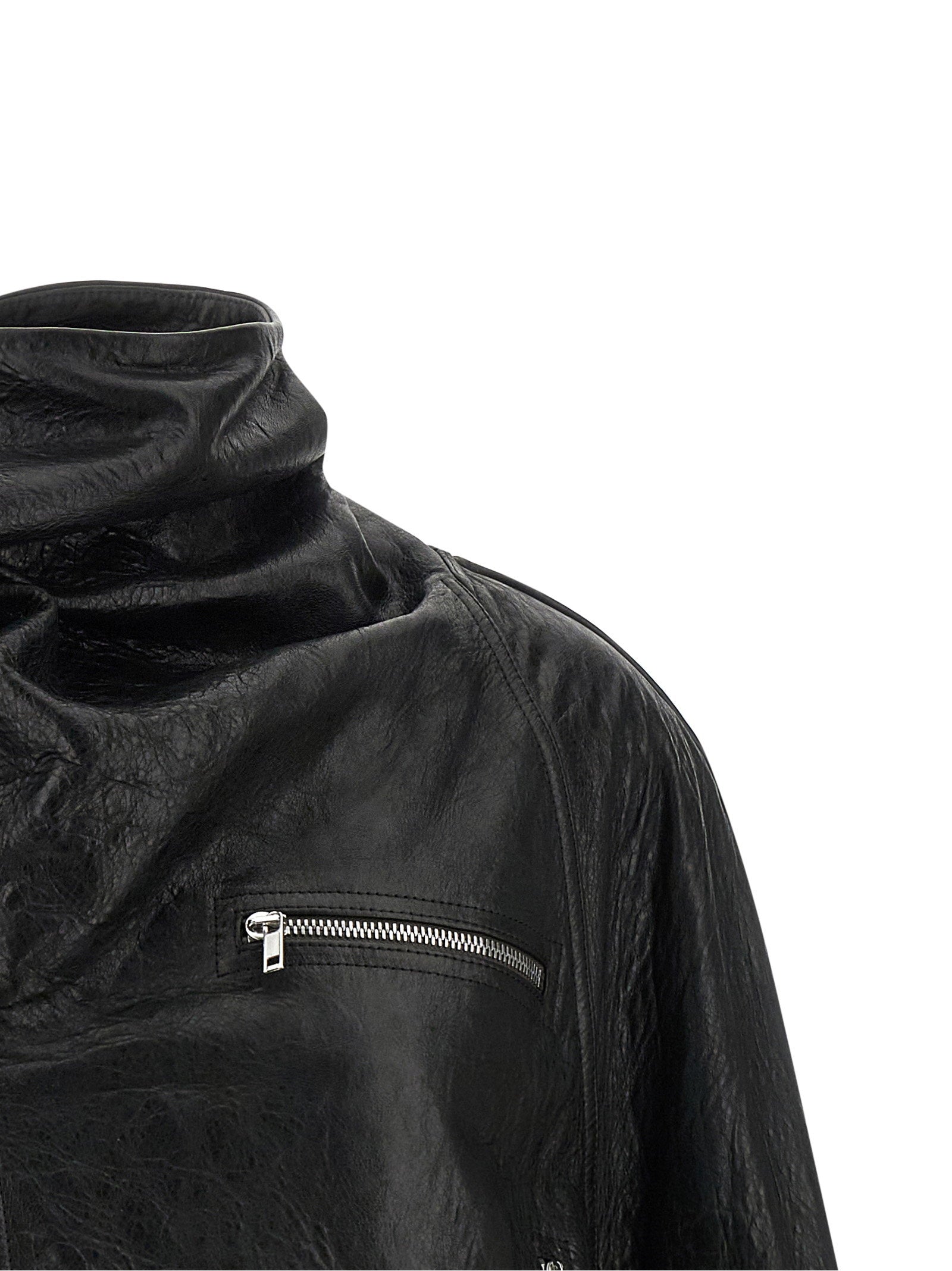 Rick Owens Cropped Scarf Flight Jacket Black