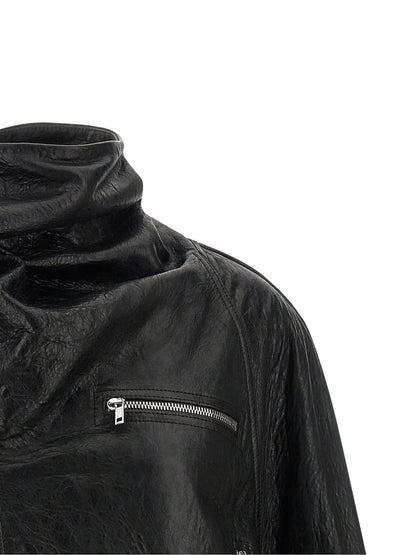 Rick Owens Cropped Scarf Flight Jacket Black