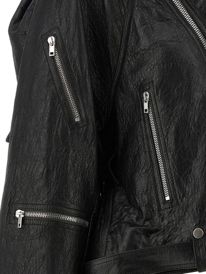 Rick Owens Cropped Scarf Flight Jacket Black
