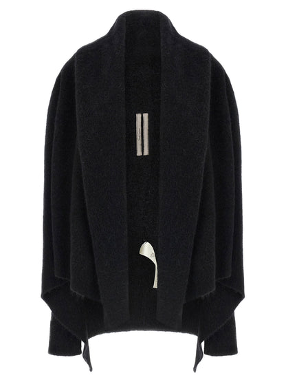 Rick Owens Hooded Medium Wrap Cardigan Black