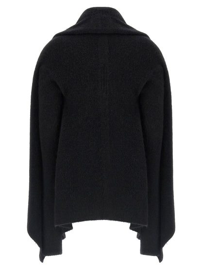 Rick Owens Hooded Medium Wrap Cardigan Black