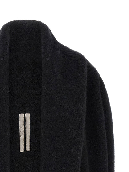 Rick Owens Hooded Medium Wrap Cardigan Black