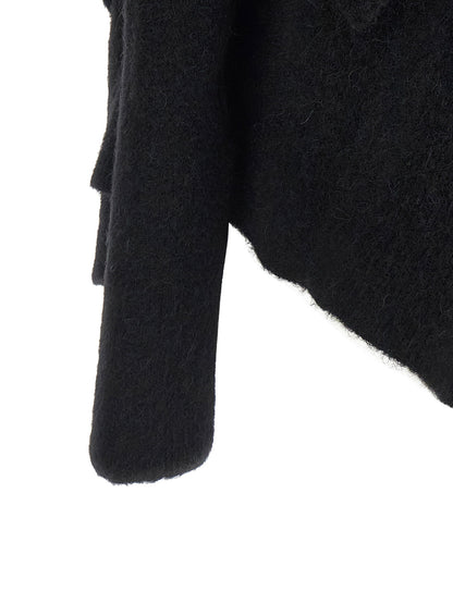 Rick Owens Hooded Medium Wrap Cardigan Black