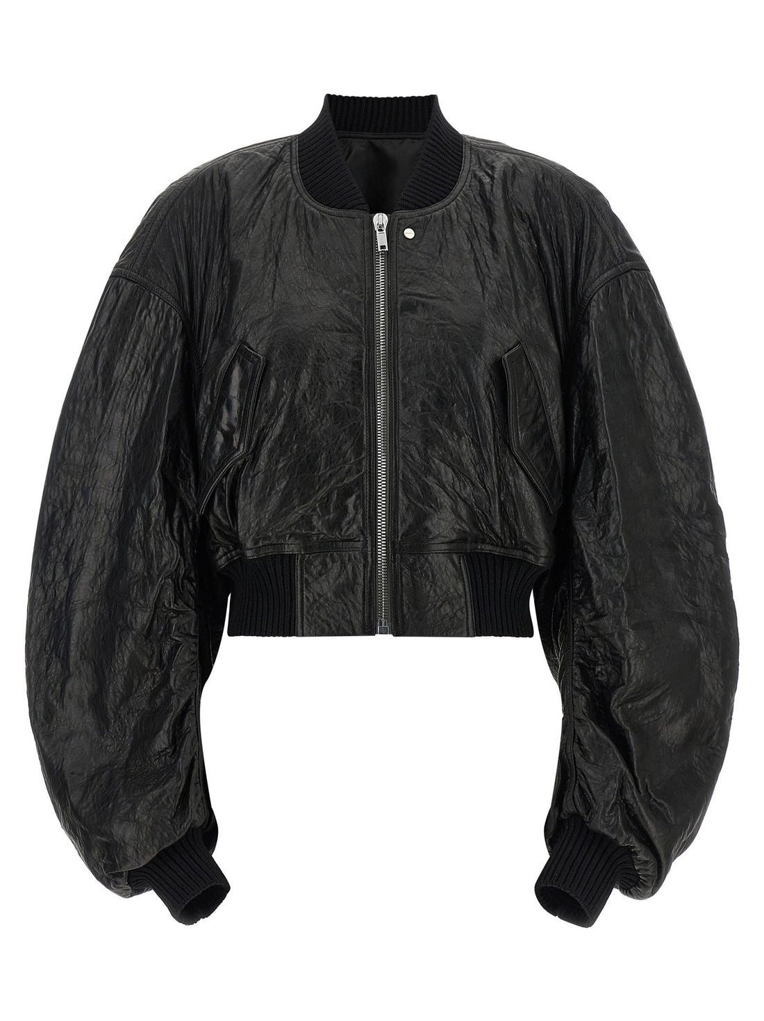 Rick Owens Secchia Cropped Flight Bomber Jacket Black