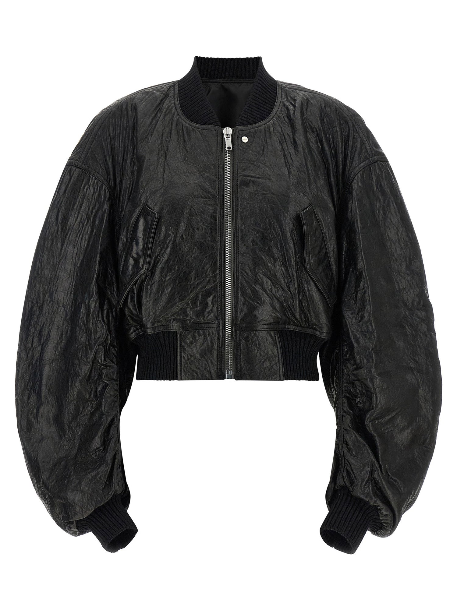 Rick Owens Secchia Cropped Flight Bomber Jacket Black