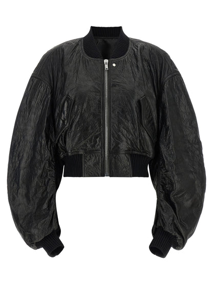 Rick Owens Secchia Cropped Flight Bomber Jacket Black