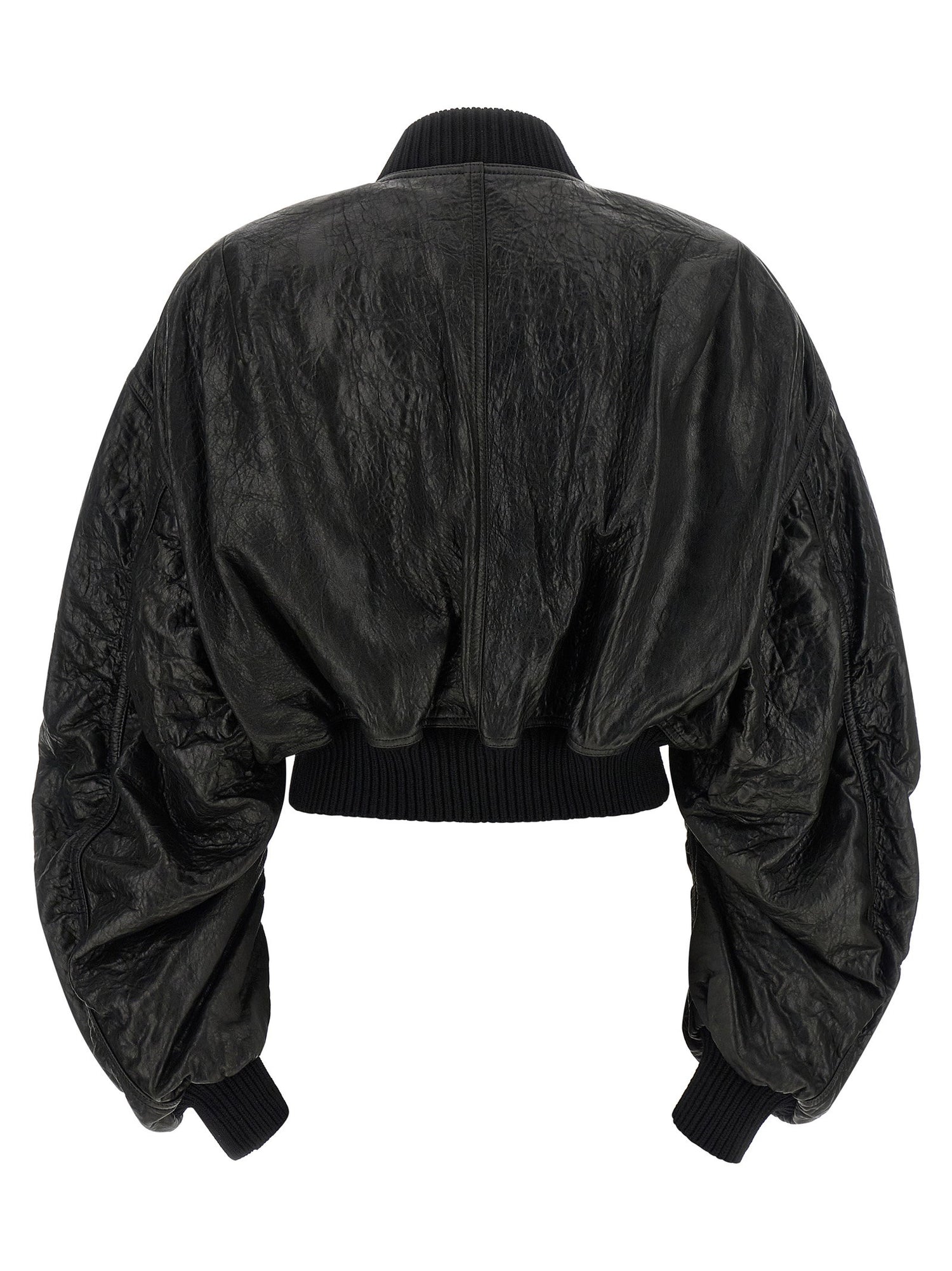 Rick Owens Secchia Cropped Flight Bomber Jacket Black