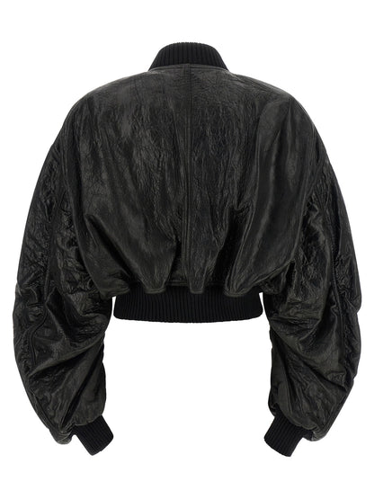 Rick Owens Secchia Cropped Flight Bomber Jacket Black