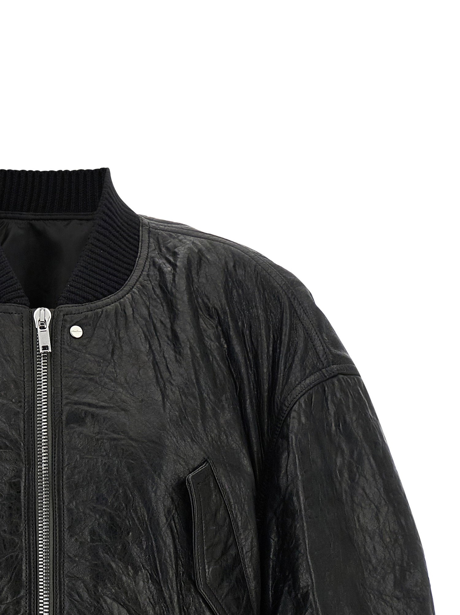 Rick Owens Secchia Cropped Flight Bomber Jacket Black