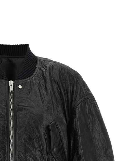 Rick Owens Secchia Cropped Flight Bomber Jacket Black