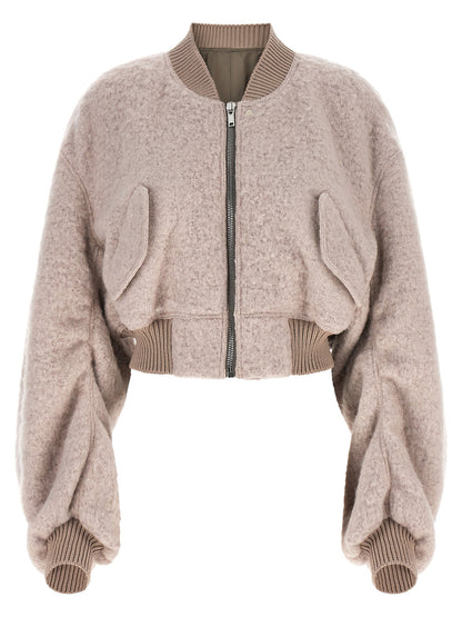 Rick Owens Secchia Cropped Flight Bomber Jacket Pink