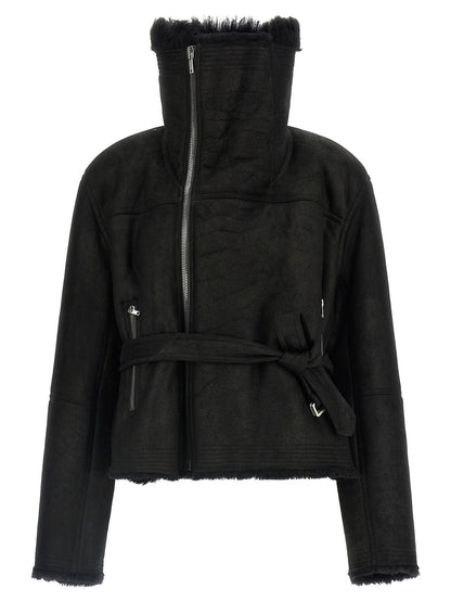 Rick Owens Cropped Flight Jacket Black