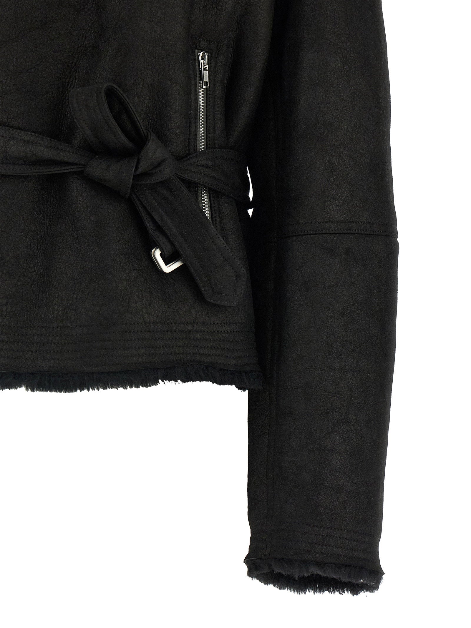 Rick Owens Cropped Flight Jacket Black