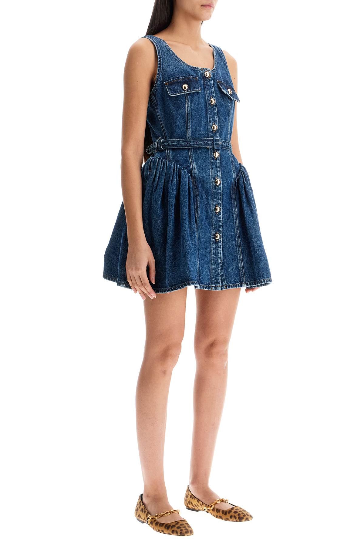 Mini-robe évasée en jean