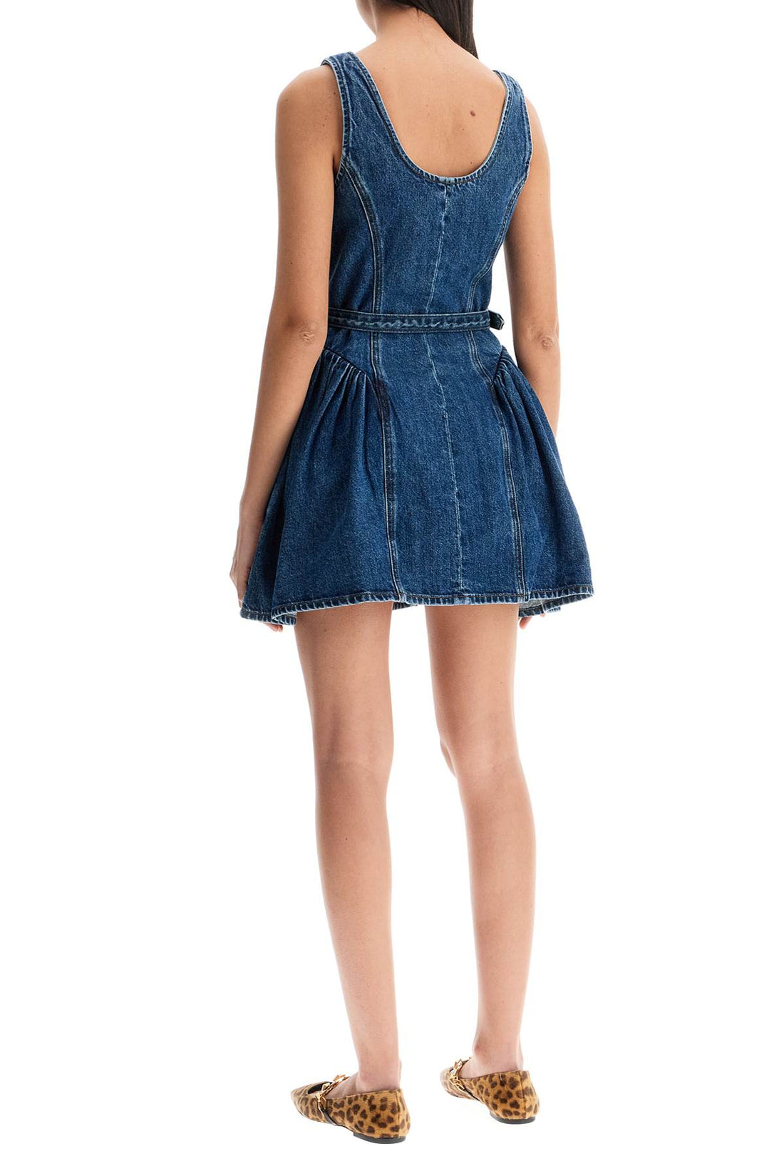 Flared denim mini dress