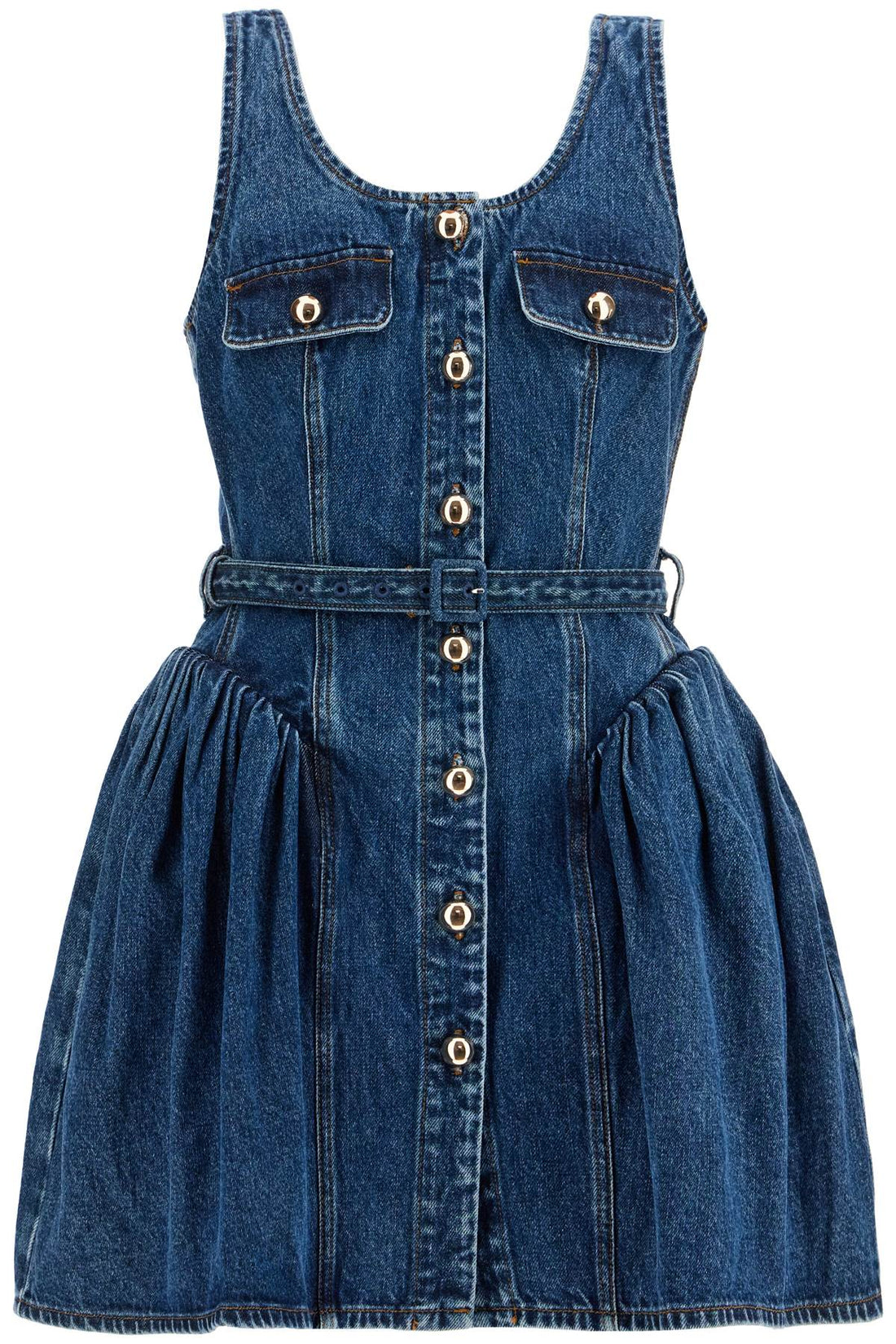 Flared denim mini dress