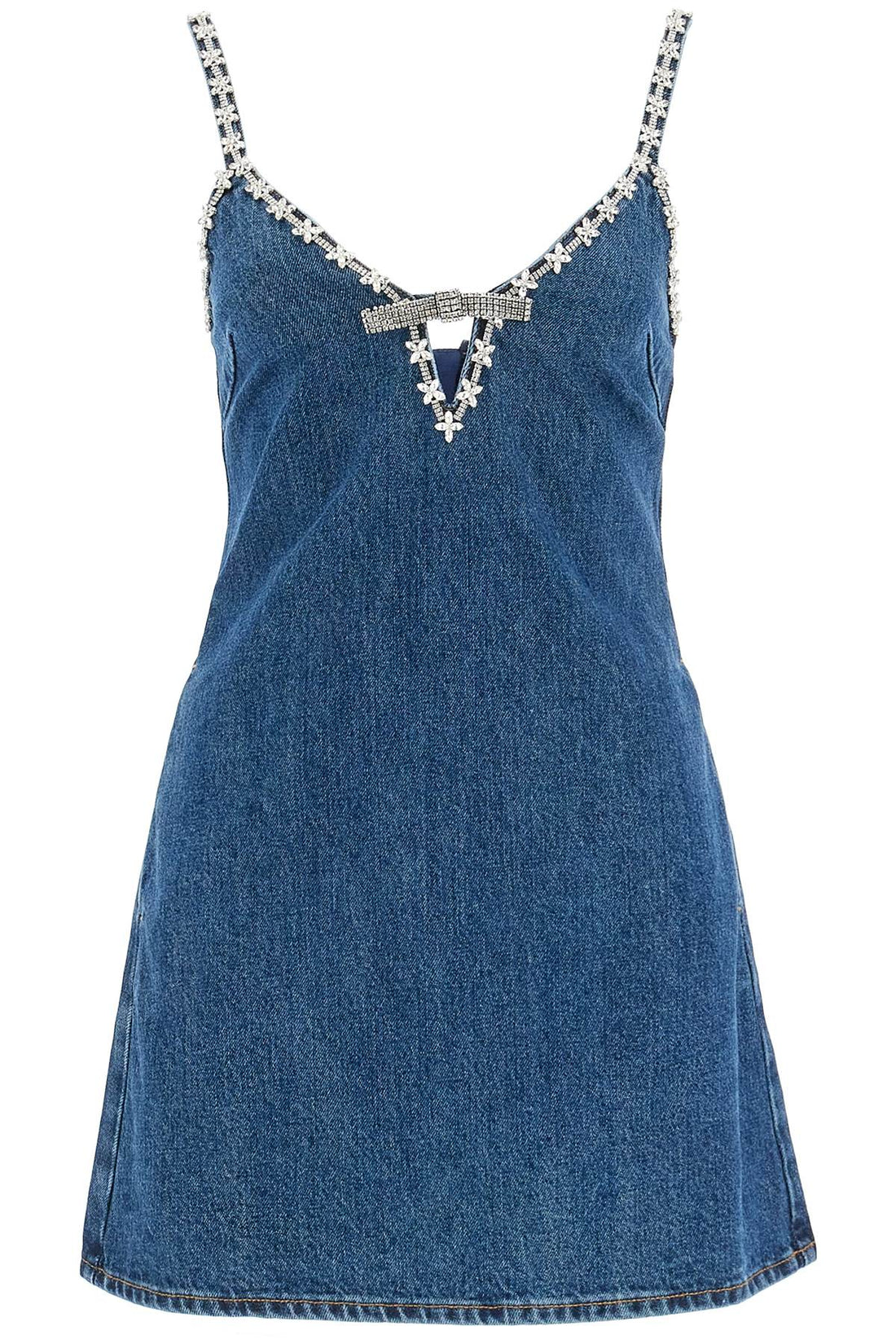 Robe mini en jean à diamants