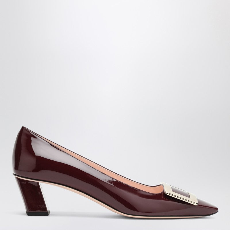 Roger Vivier Belle Vivier Patent Leather Square-Toe Pumps Burgundy