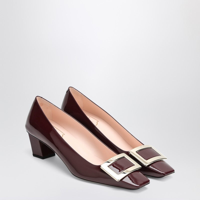 Roger Vivier Belle Vivier Patent Leather Square-Toe Pumps Burgundy