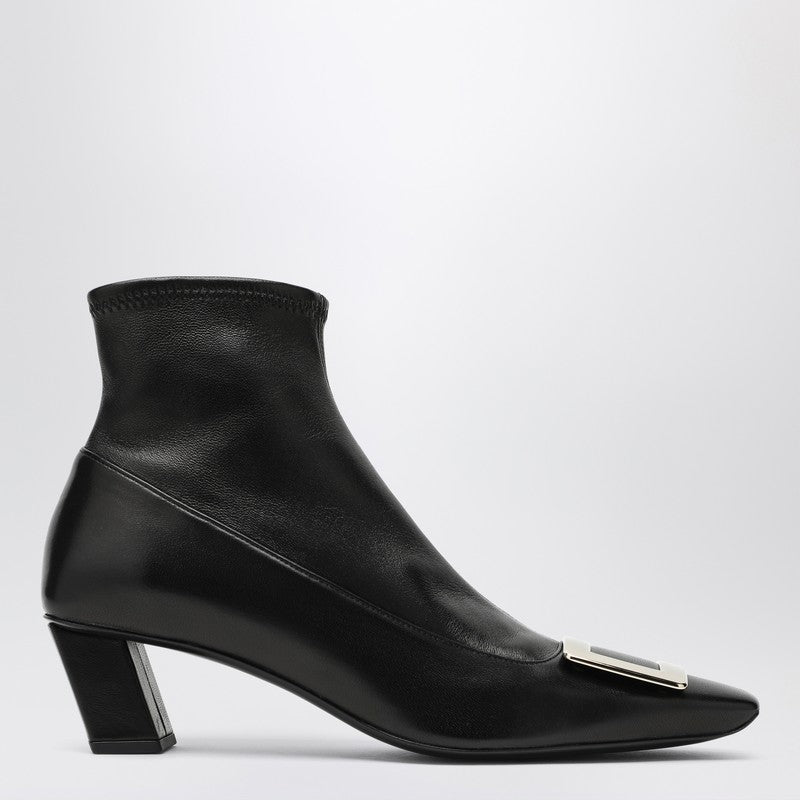 Roger Vivier Belle Vivier Ankle Boots in Black Leather with Logo Buckle Black