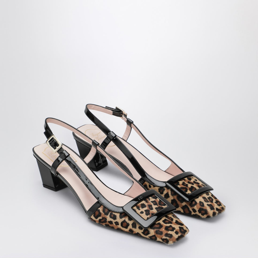 Roger Vivier Belle Vivier Leopard-Print Pony Skin Slingback Pumps Beige