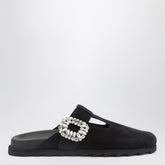 Roger Vivier Suede Slidy Mule With Crystals Black