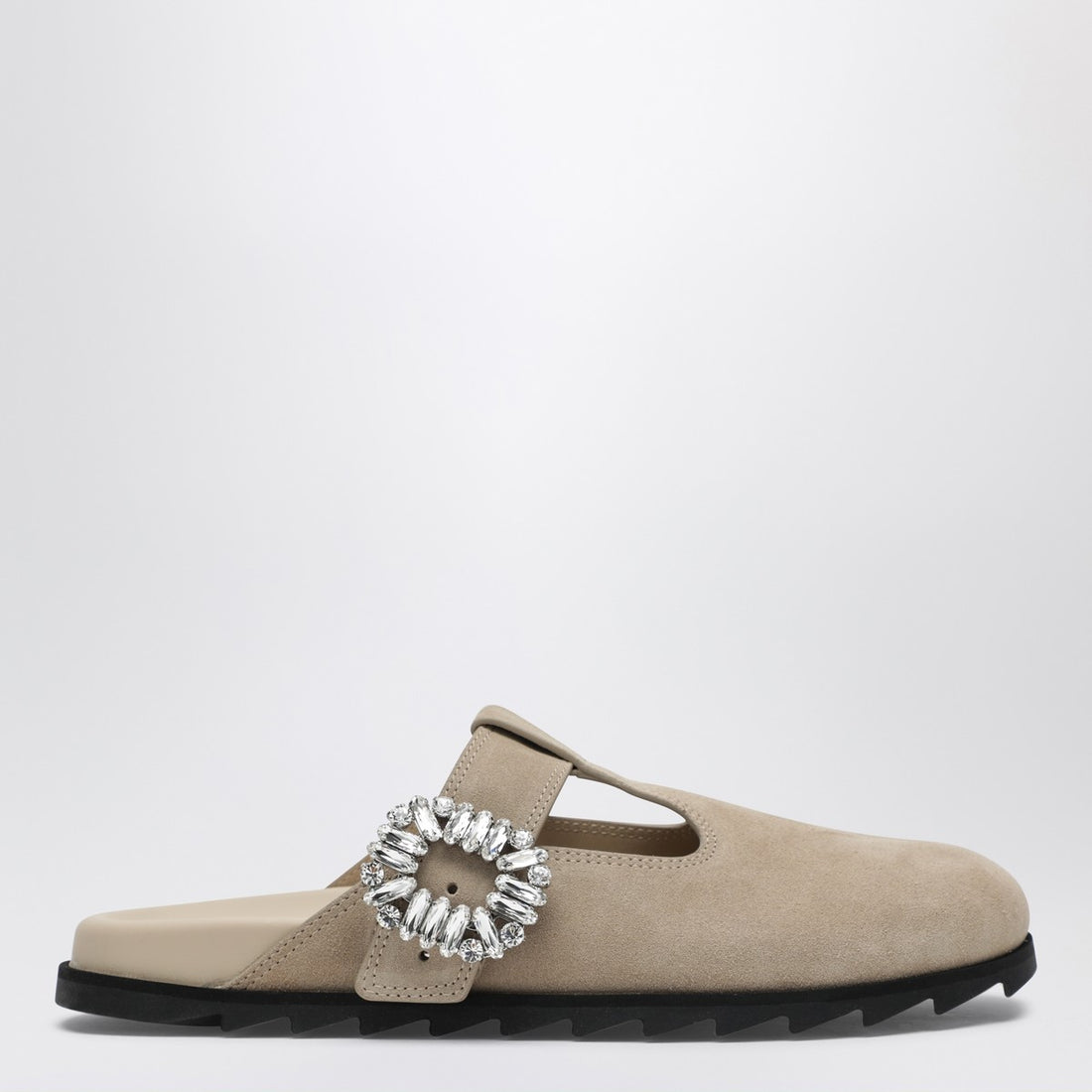 Roger Vivier Slidy Viv Suede Mules Beige
