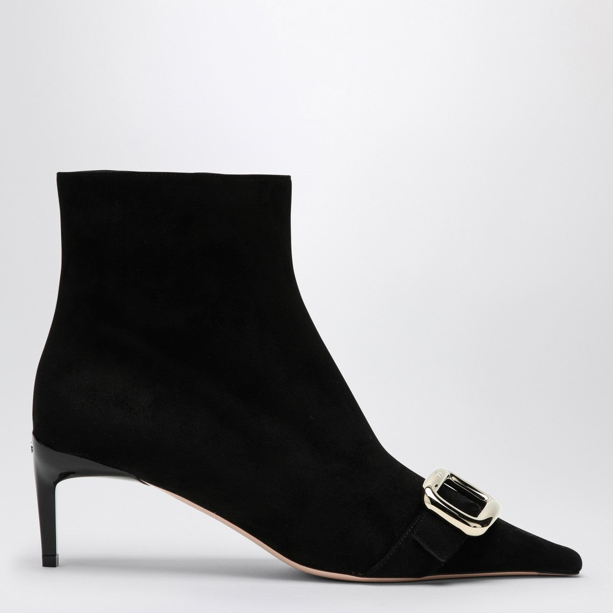 Roger Vivier Black Suede Ankle Boots With Metal Buckle Black