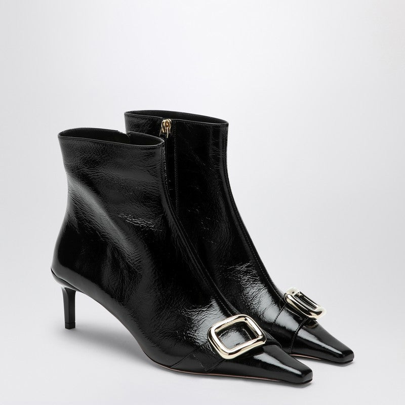 ROGER VIVIER Viv Canard Leather Ankle Boots Black 