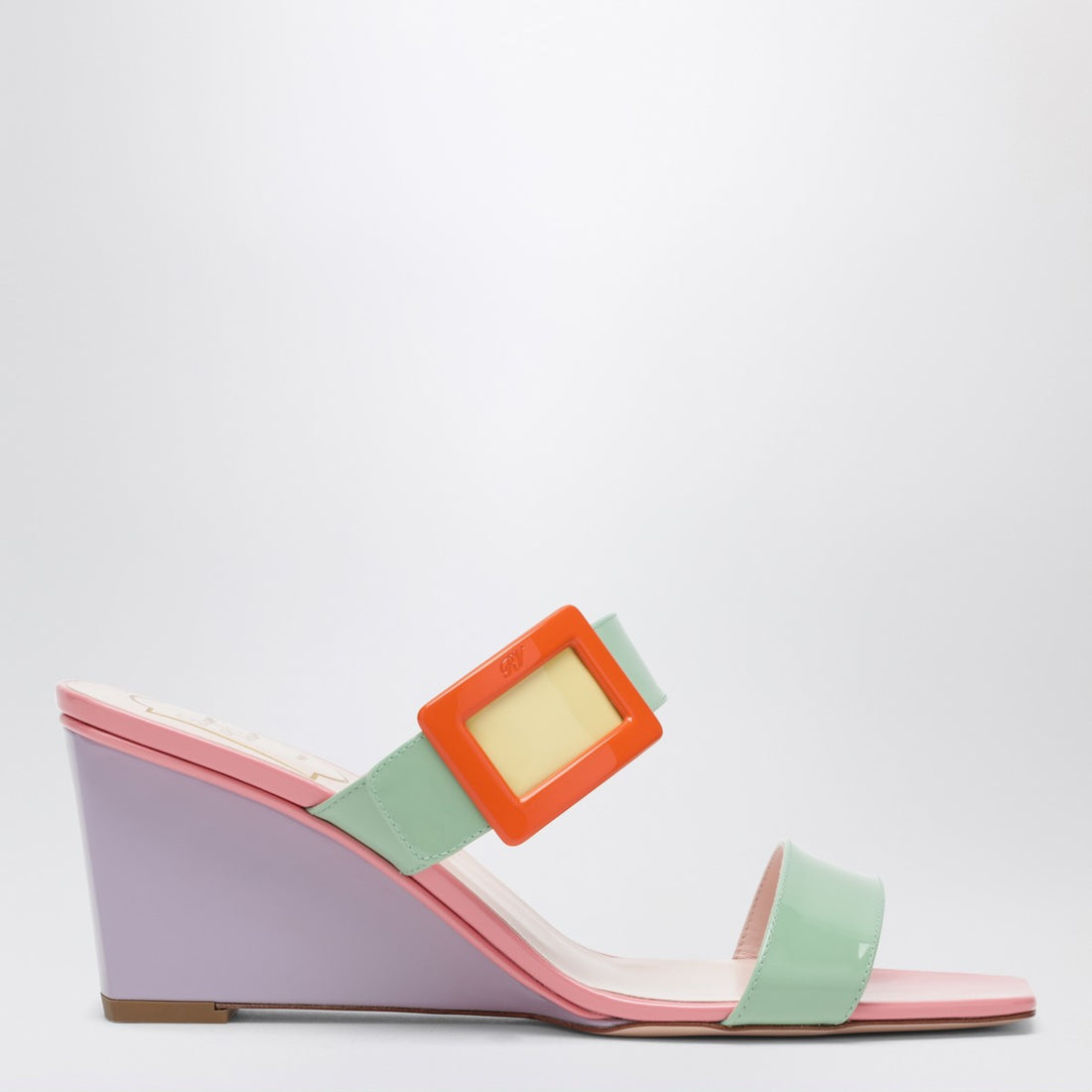 Roger Vivier Belle Vivier Patent Wedge Mules Multicolor