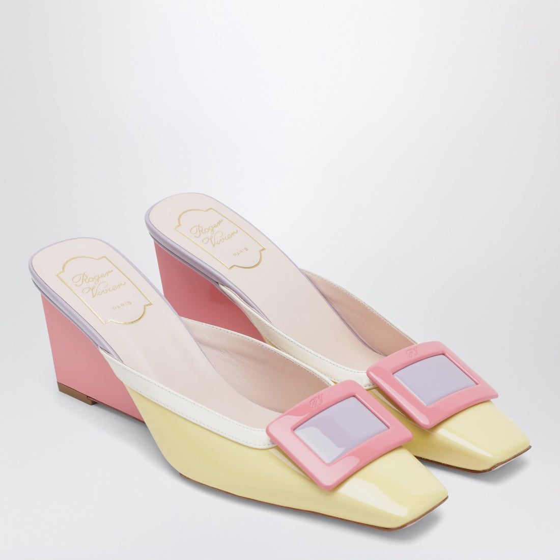 Roger Vivier Belle Vivier Wedge Mules Multicolor