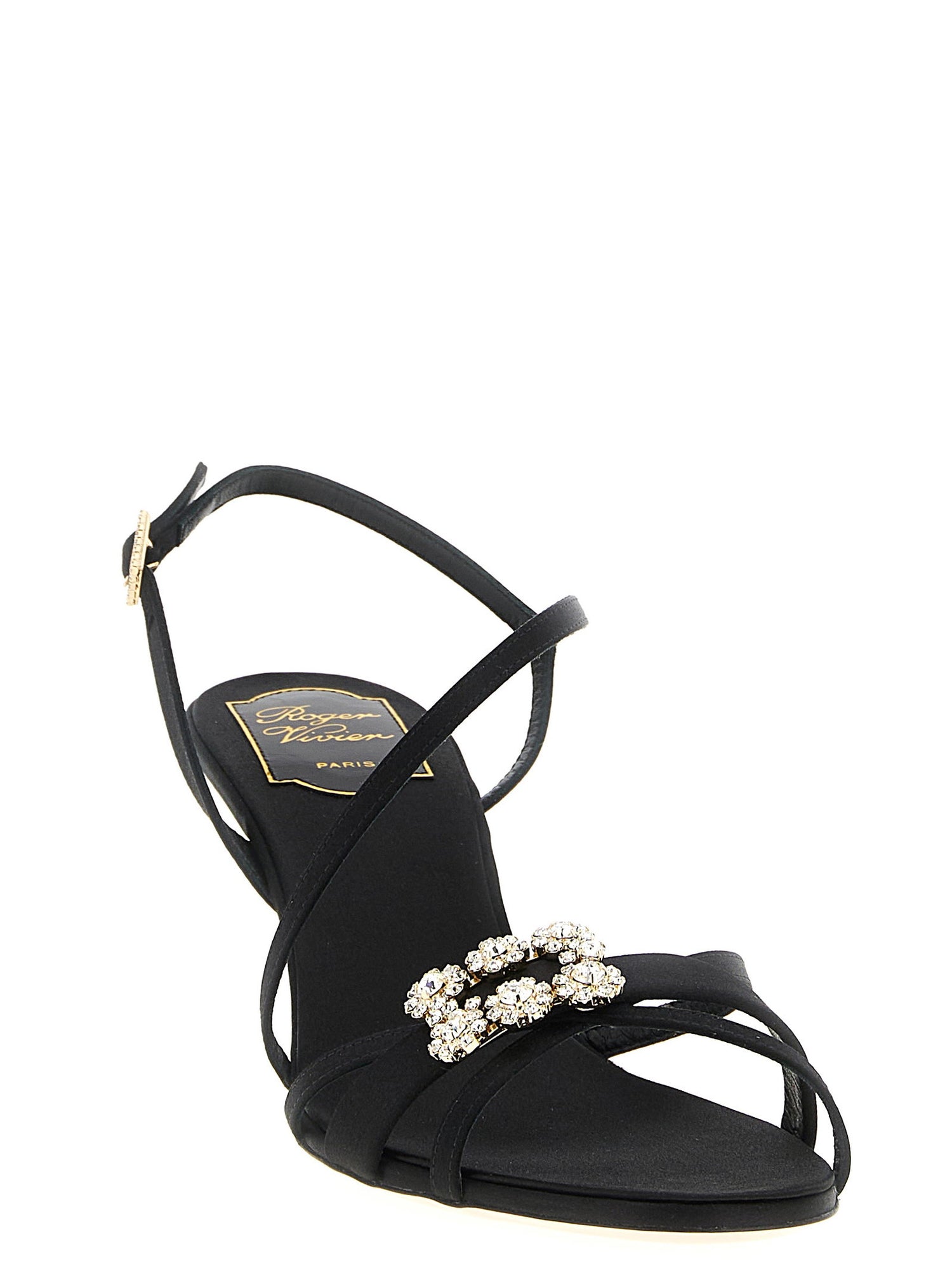 Roger Vivier Mini Flower Strass Sandals Black