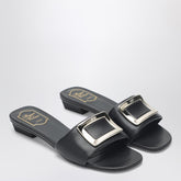 Roger Vivier Square Buckle Leather Slides Black
