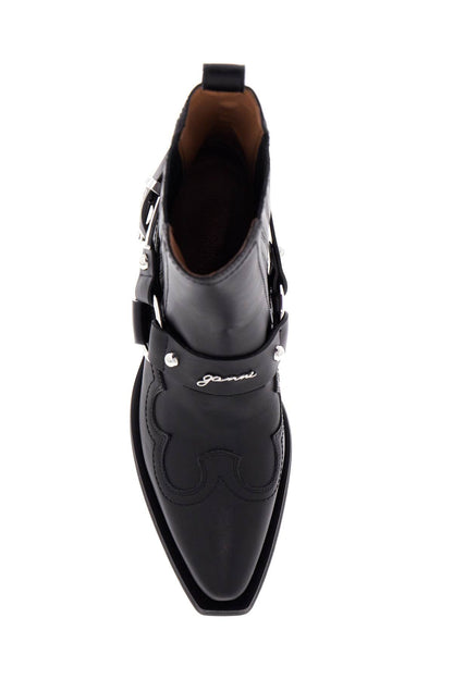 Ganni western chelsea ankle boots Black