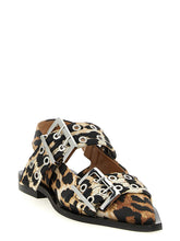 Ganni Leopard Satin Feminine Buckle Slingback Multicolor