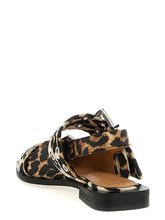 Ganni Leopard Satin Feminine Buckle Slingback Multicolor