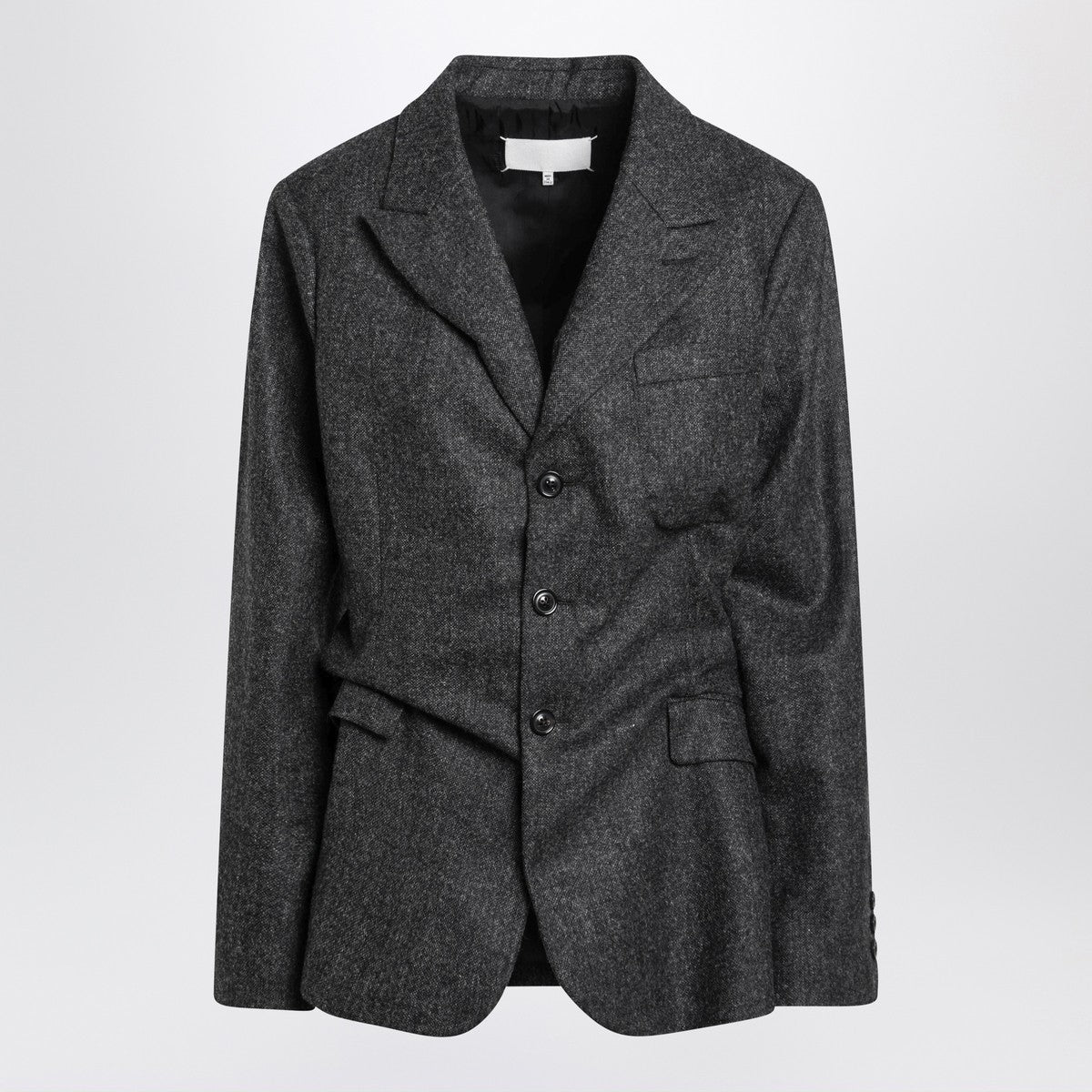 Maison Margiela Dark Grey Wool Single-Breasted Blazer Grey