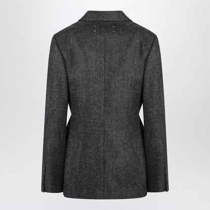 Maison Margiela Dark Grey Wool Single-Breasted Blazer Grey