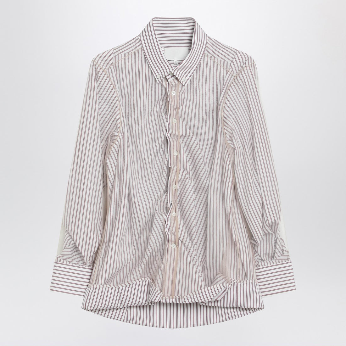 Maison Margiela Striped Layered Tulle Shirt White