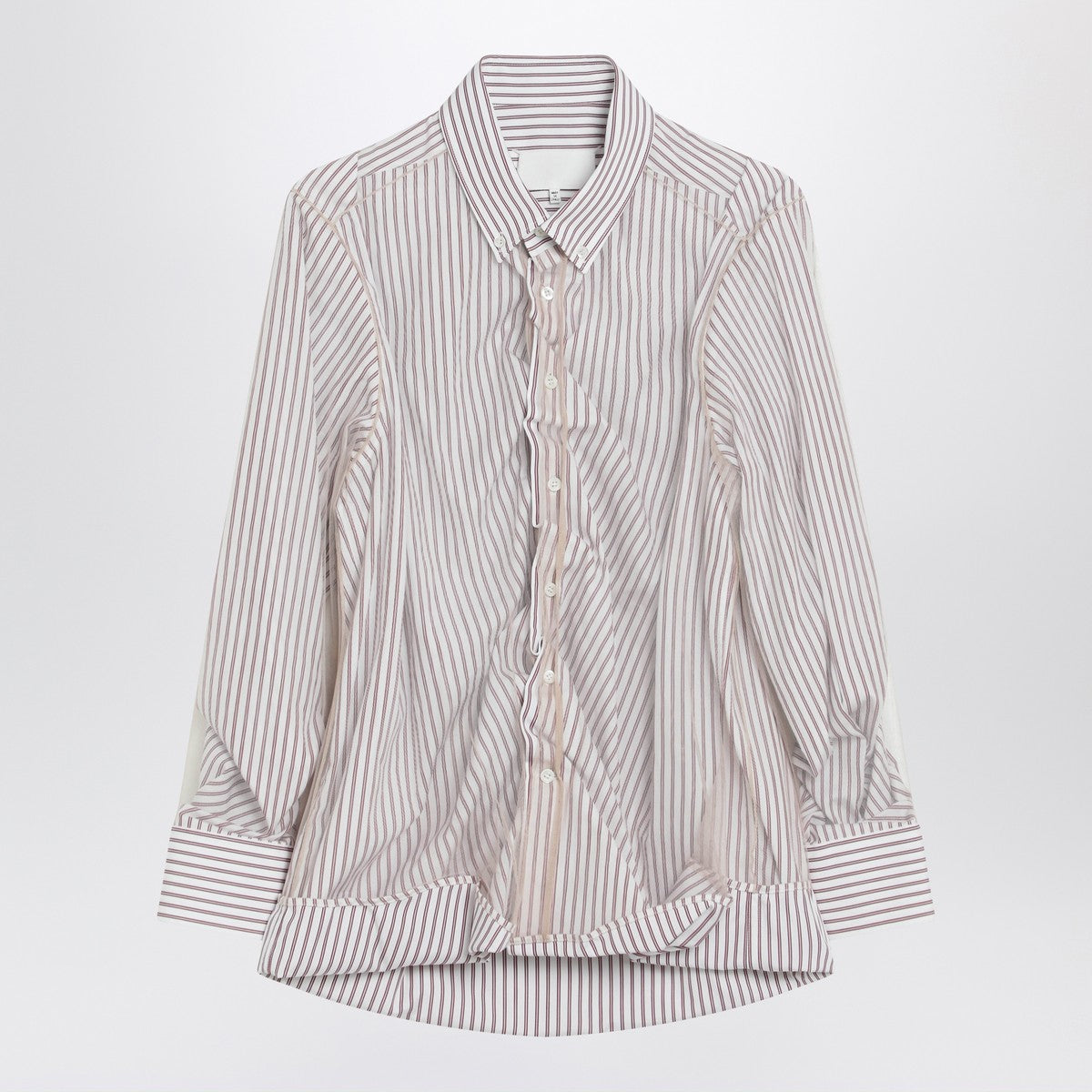 Maison Margiela Striped Layered Tulle Shirt White