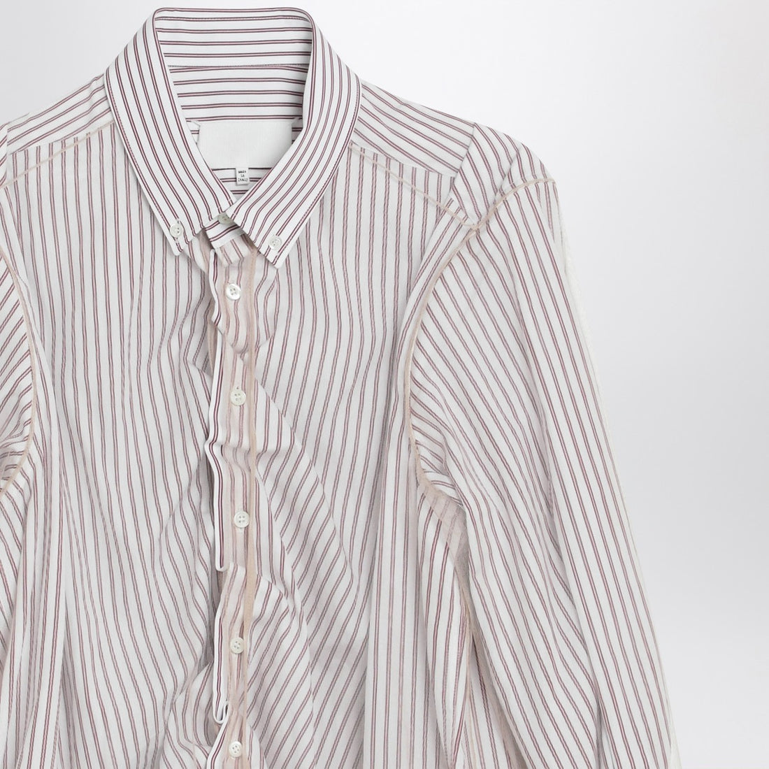 Maison Margiela Striped Layered Tulle Shirt White