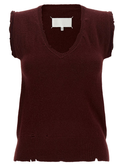 Maison Margiela Distressed Vest Bordeaux