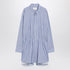 Maison Margiela Light Blue Striped Cotton Shirtdress with Ruched Waist Multicolor