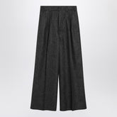 Maison Margiela Wide-Leg High-Rise Textured Wool Trousers Grey