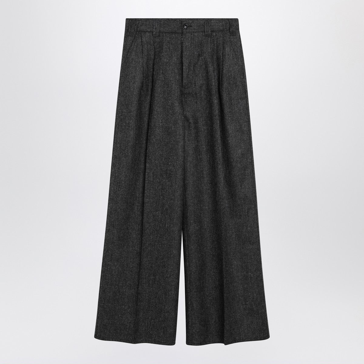 Maison Margiela Wide-Leg High-Rise Textured Wool Trousers Grey