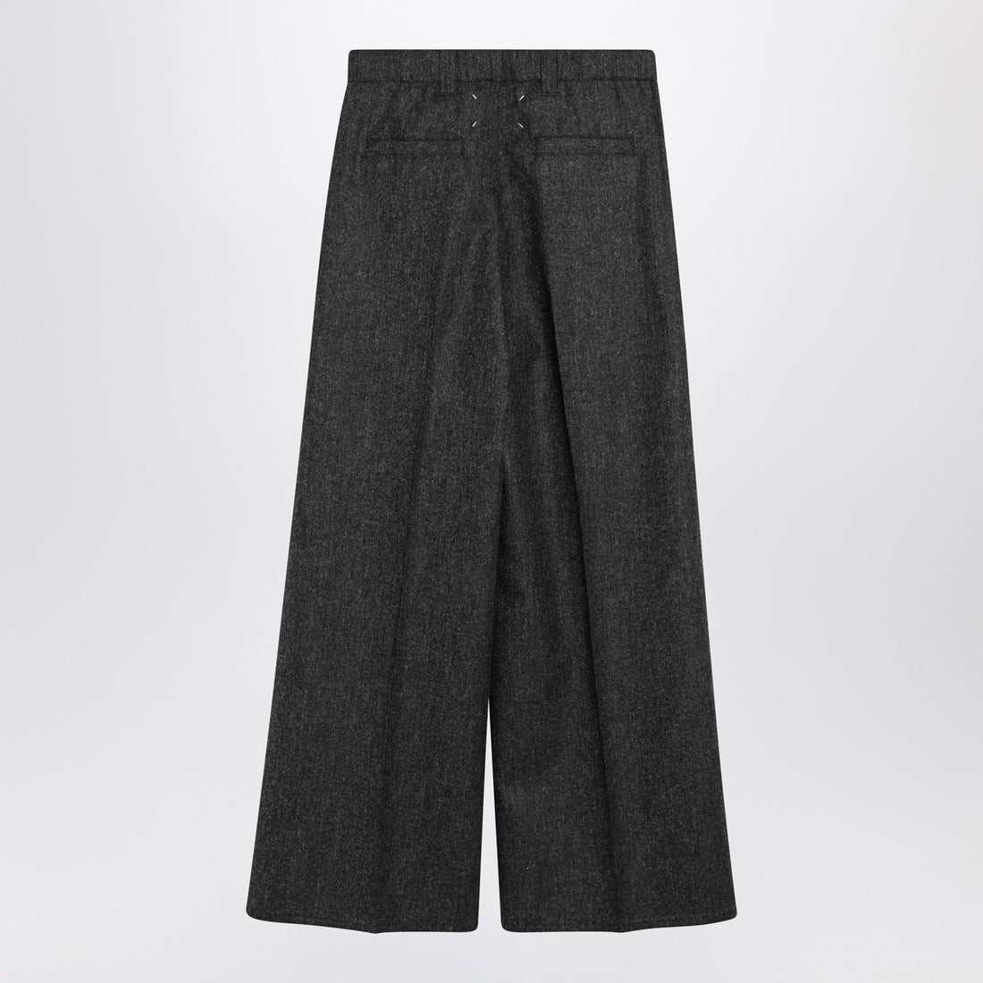Maison Margiela Wide-Leg High-Rise Textured Wool Trousers Grey
