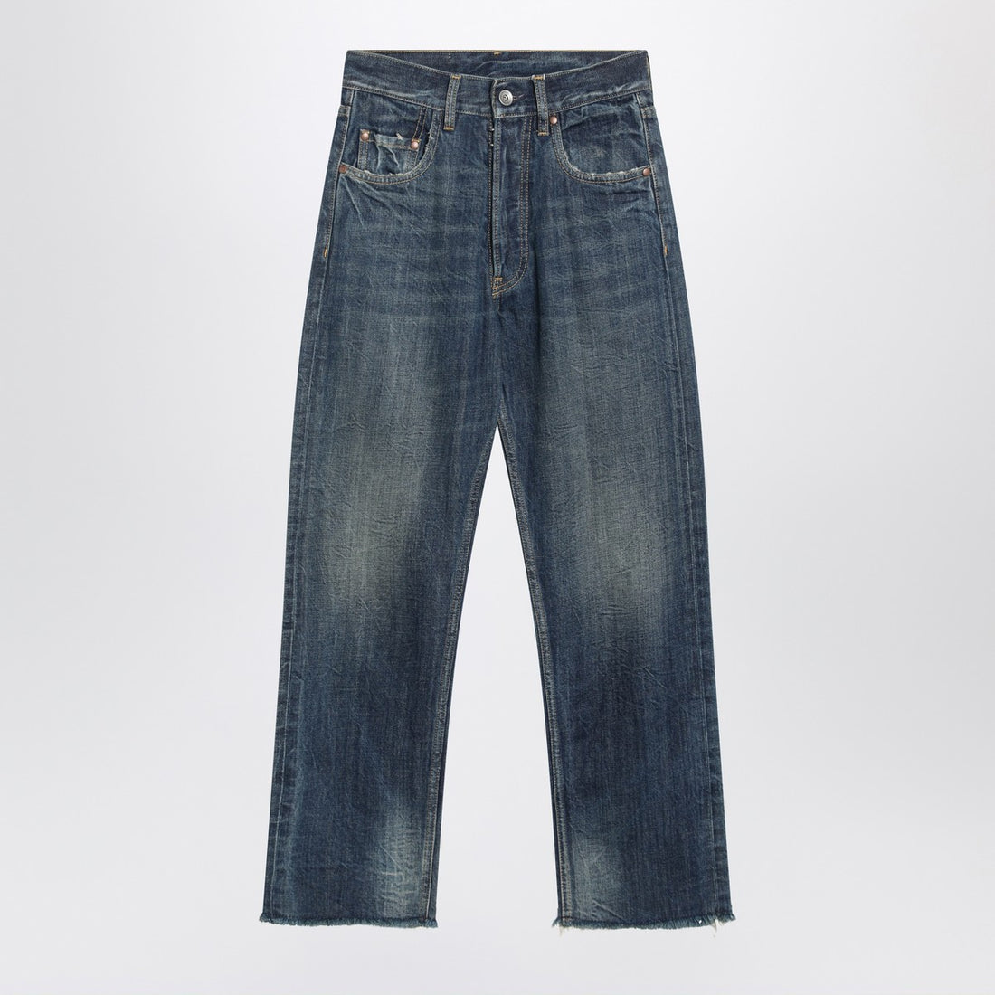 Maison Margiela Straight-Leg Faded Blue Jeans in White Denim