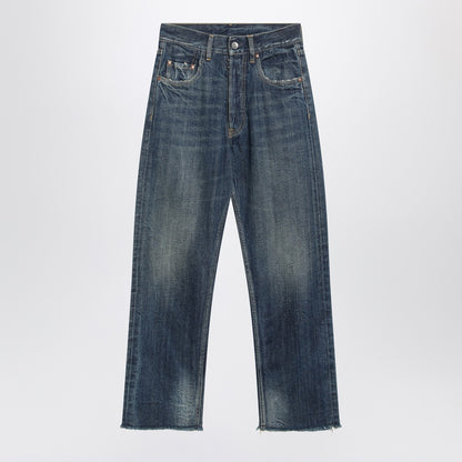 Maison Margiela Straight-Leg Faded Blue Jeans in White Denim