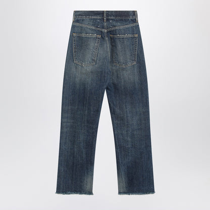 Maison Margiela Straight-Leg Faded Blue Jeans in White Denim